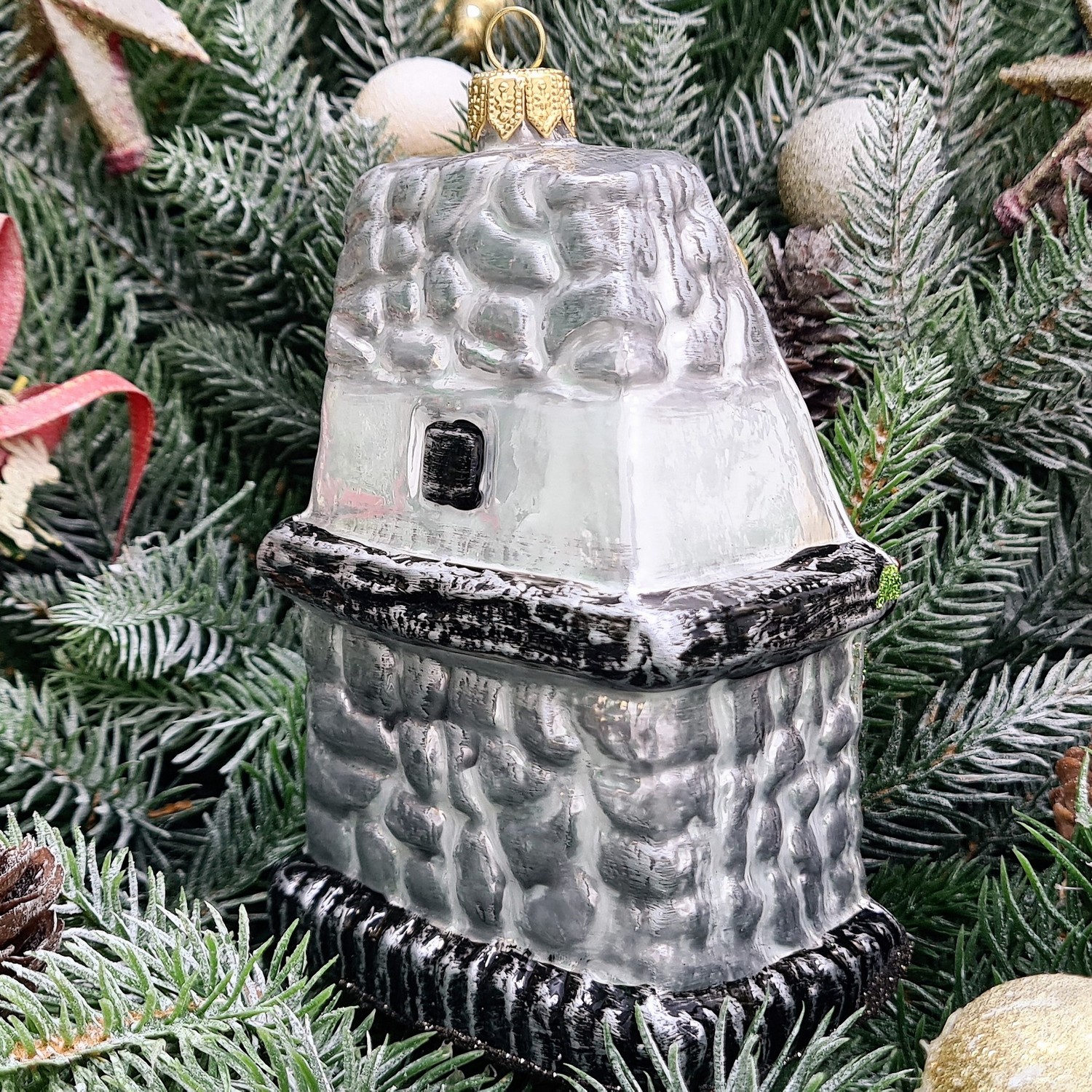 фото Стеклянная елочная игрушка Камин