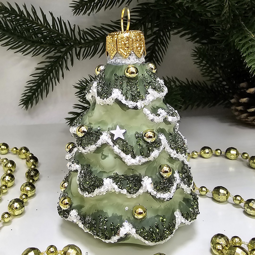 фото Стеклянная елочная игрушка Ёлочка