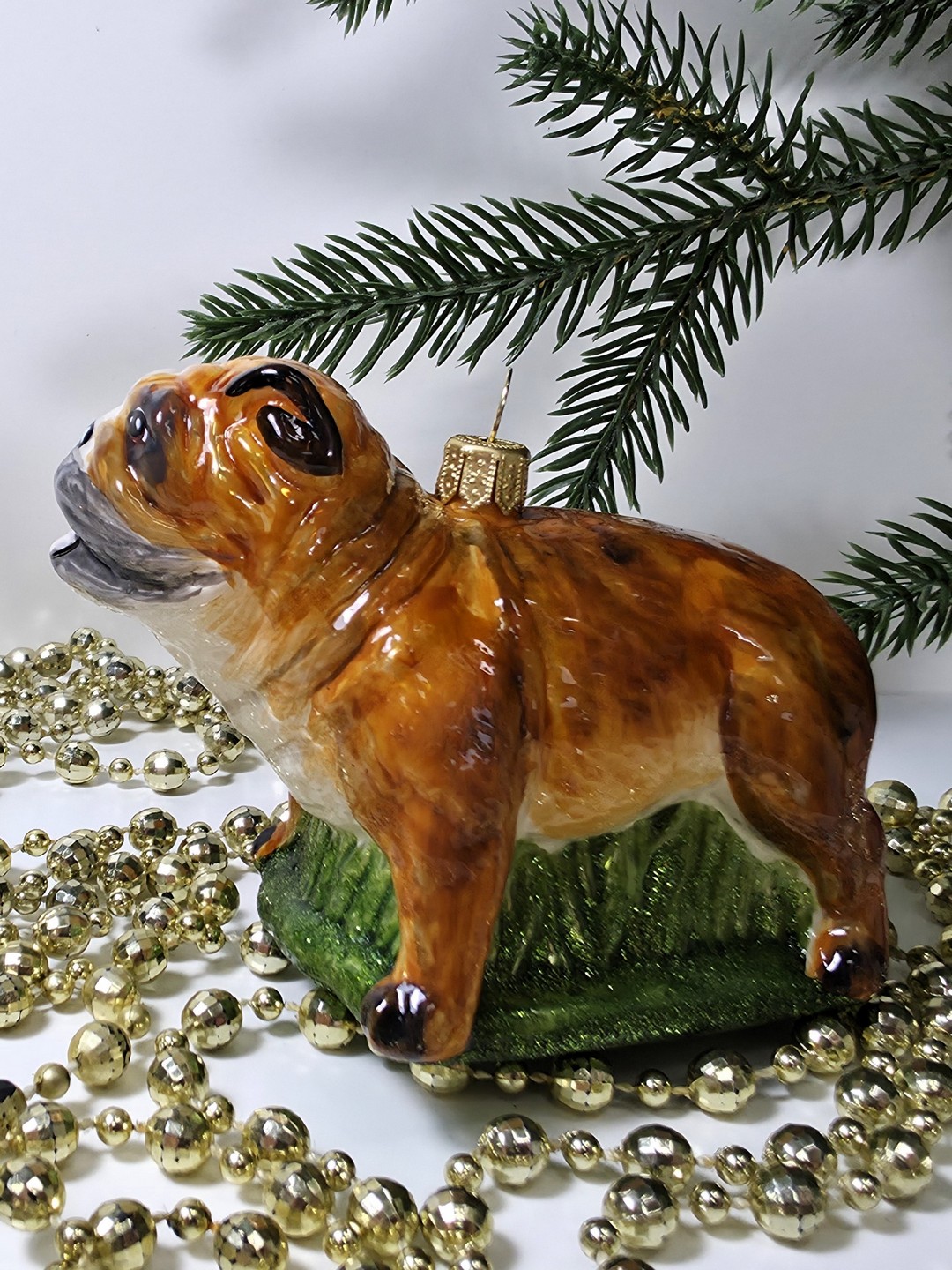 фото Стеклянная елочная игрушка Бульдог