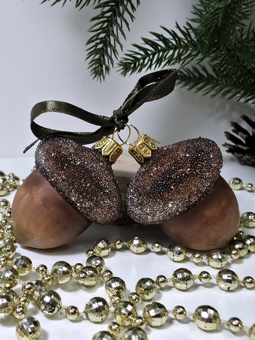 фото Набор ёлочных игрушек Два желудя винтаж