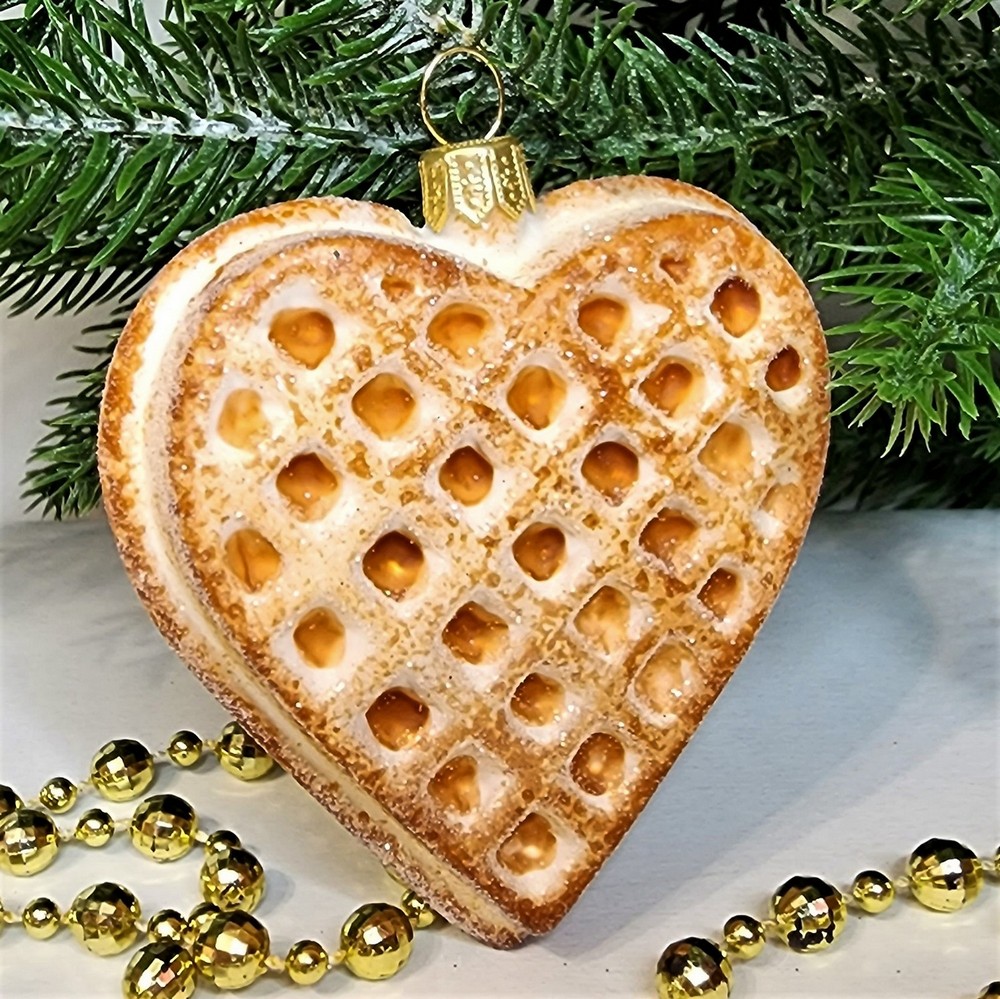 фото Стеклянная елочная игрушка Вафелька