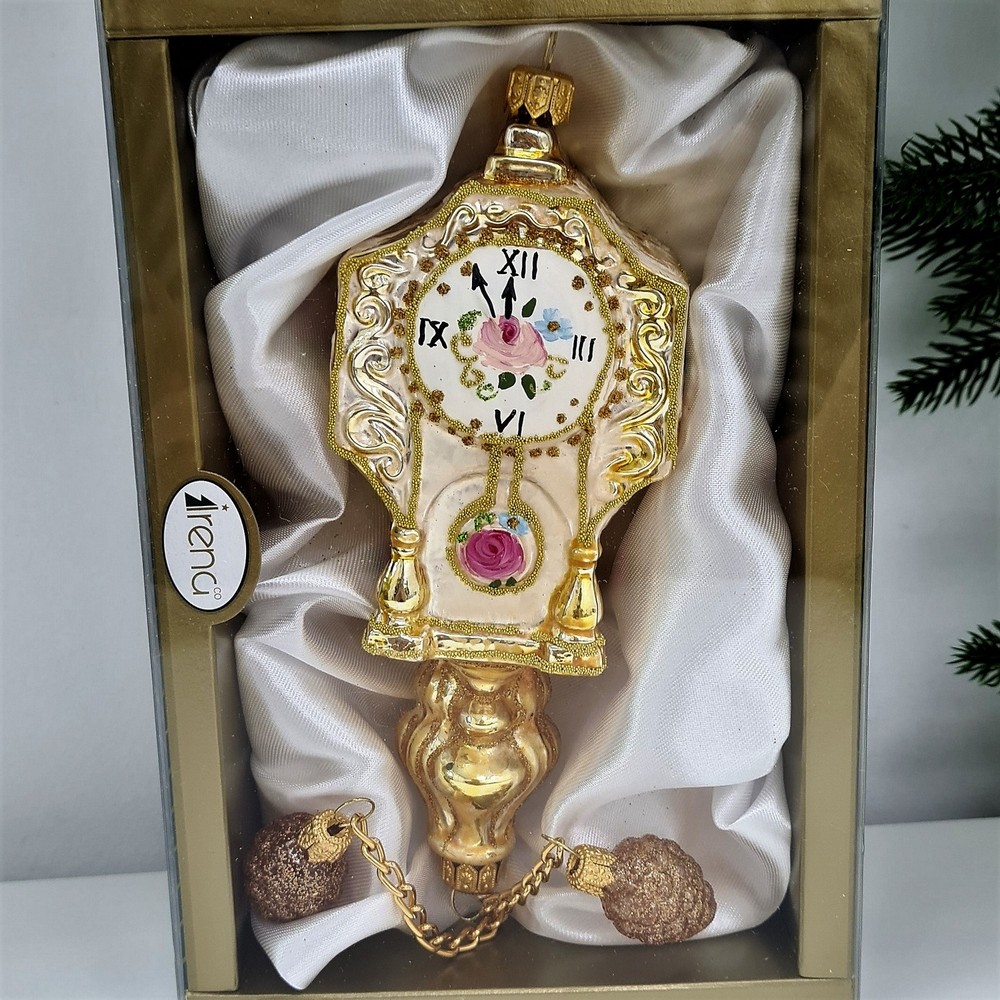 фото Стеклянная елочная игрушка Часы настенные Версаль