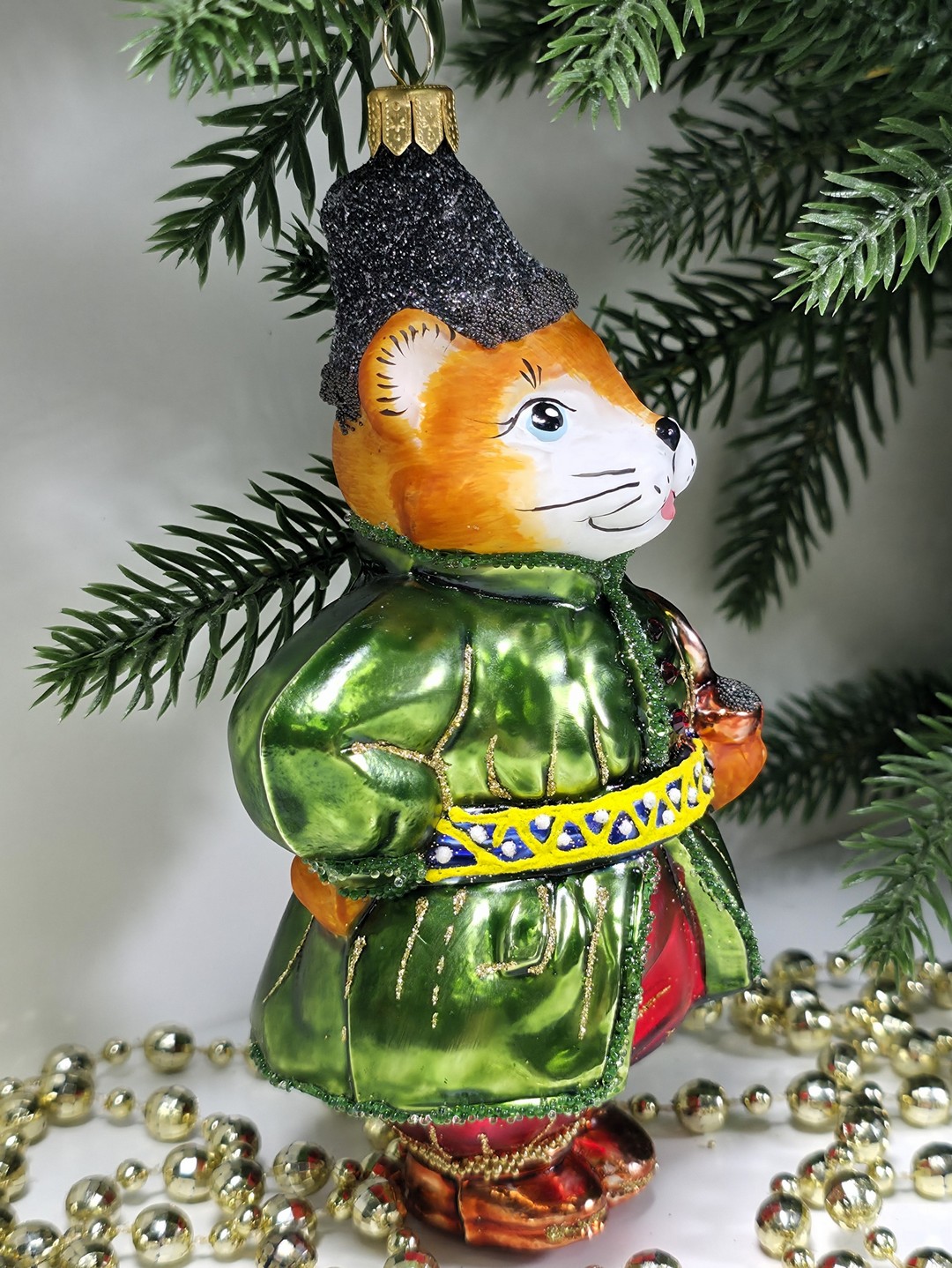 фото Стеклянная елочная игрушка Котофей