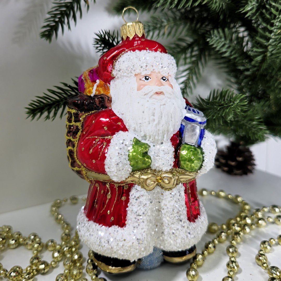 фото Стеклянная елочная игрушка Дед Мороз
