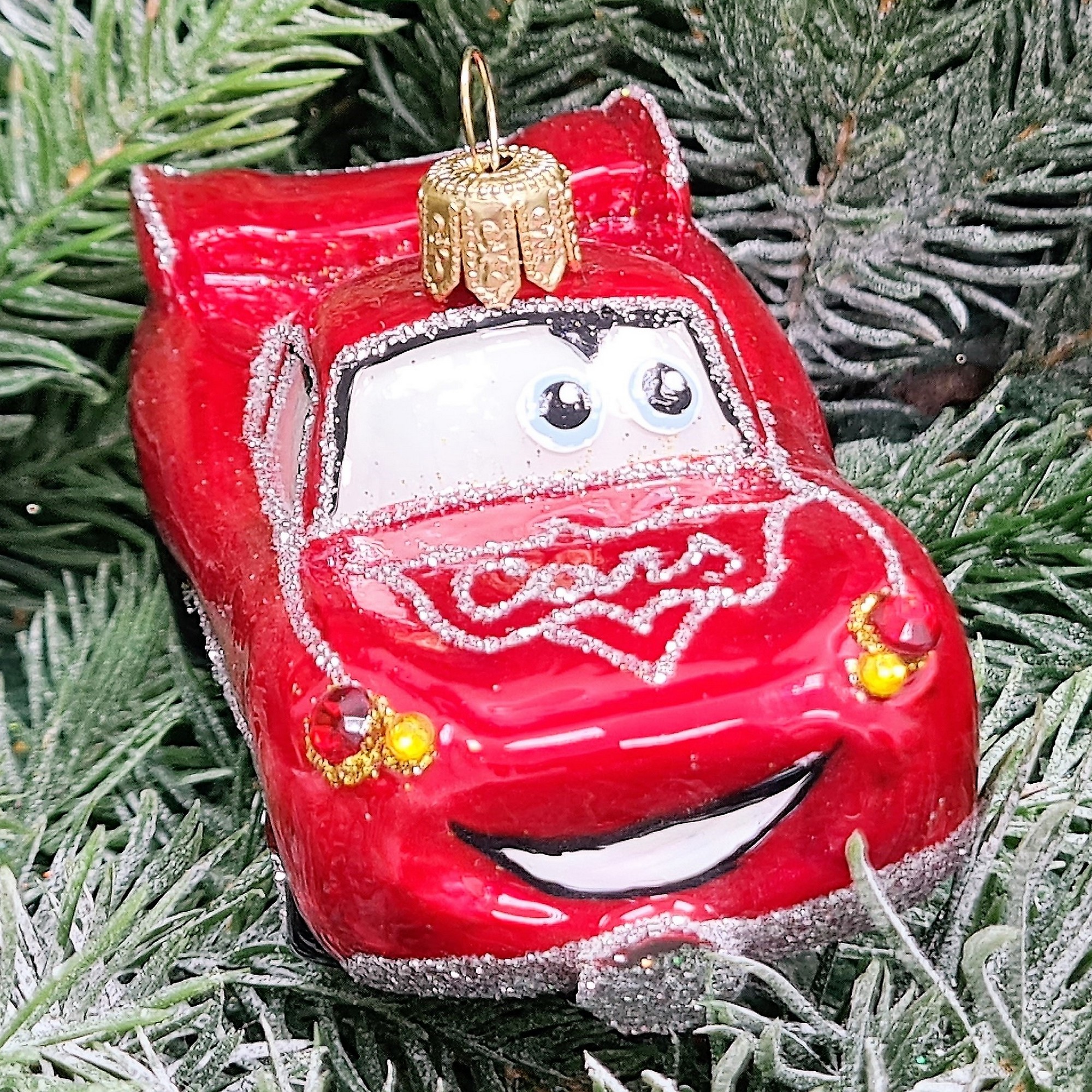 фото Стеклянная елочная игрушка Тачки