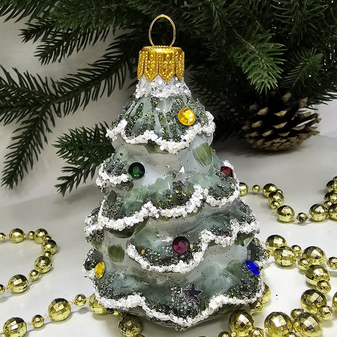 фото Стеклянная елочная игрушка Ёлочка