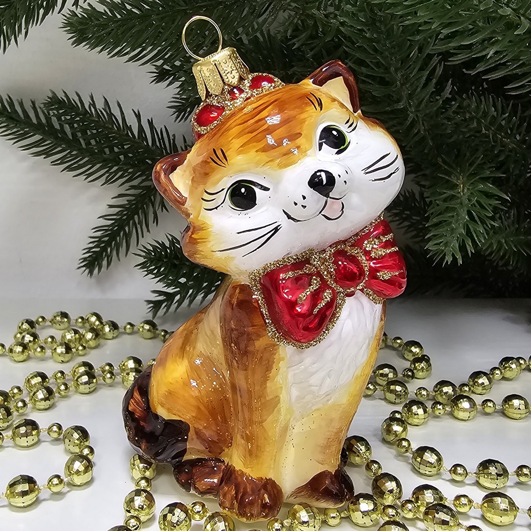 фото Стеклянная елочная игрушка Киса Мэри