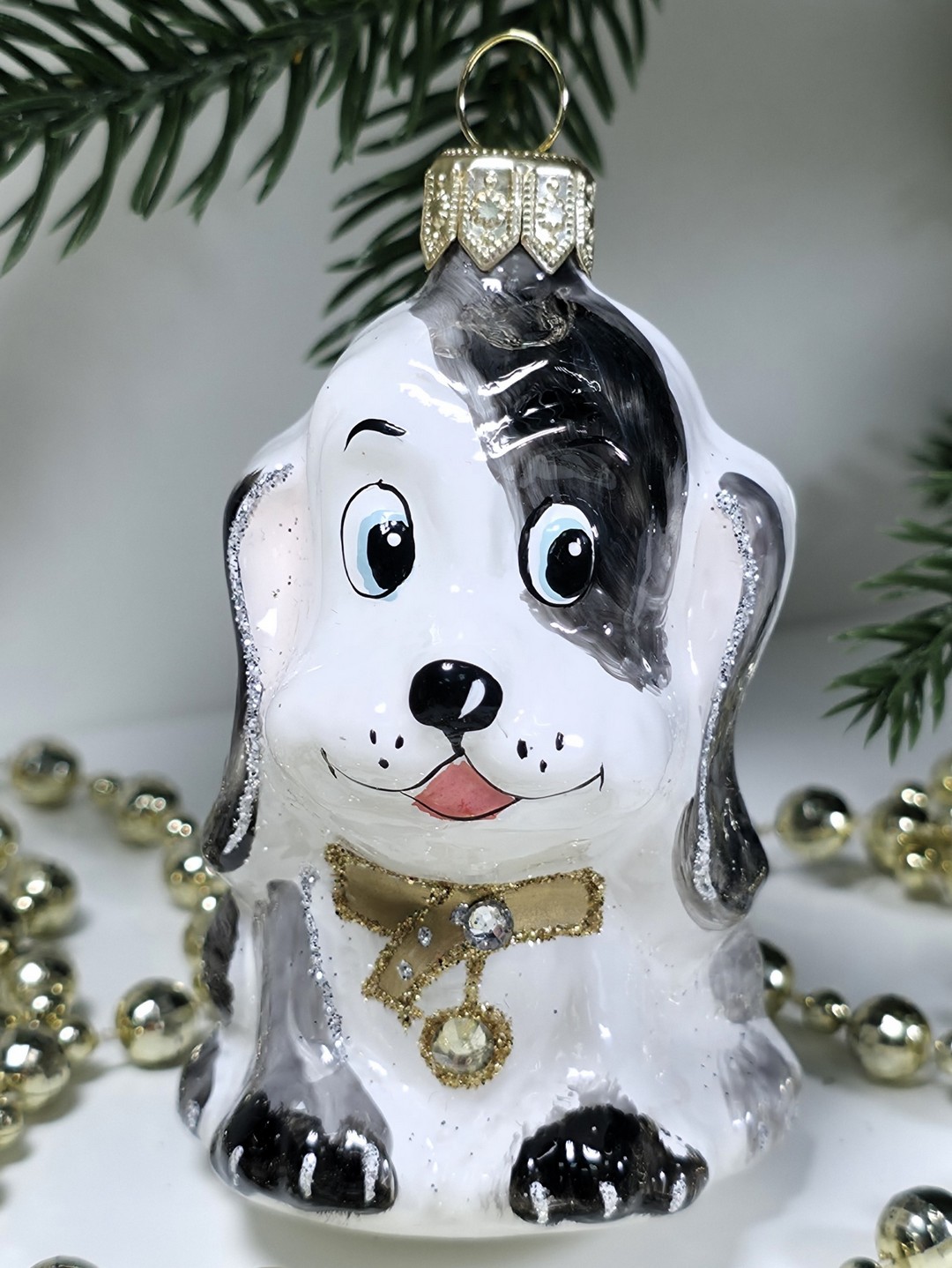 фото Стеклянная елочная игрушка Щенок