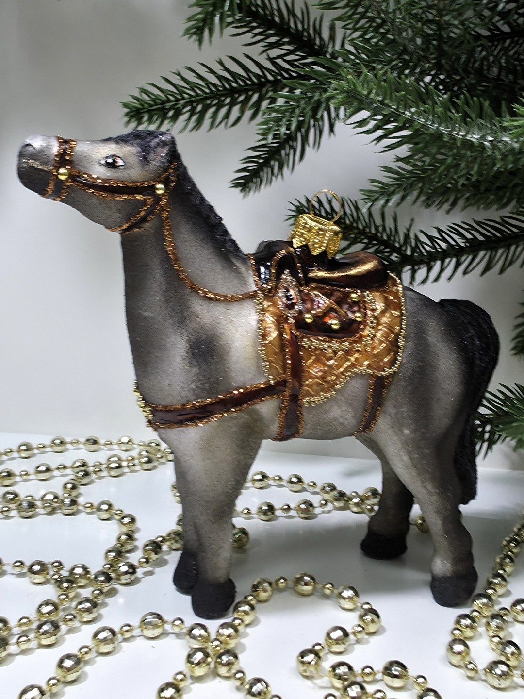 фото Стеклянная елочная игрушка Лошадь большая
