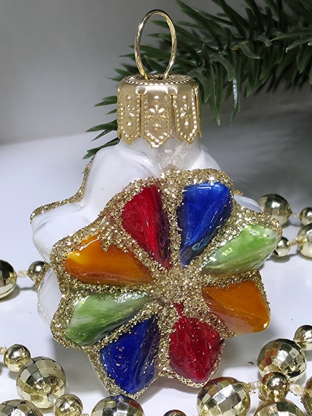 фото Стеклянная елочная игрушка Звездочка