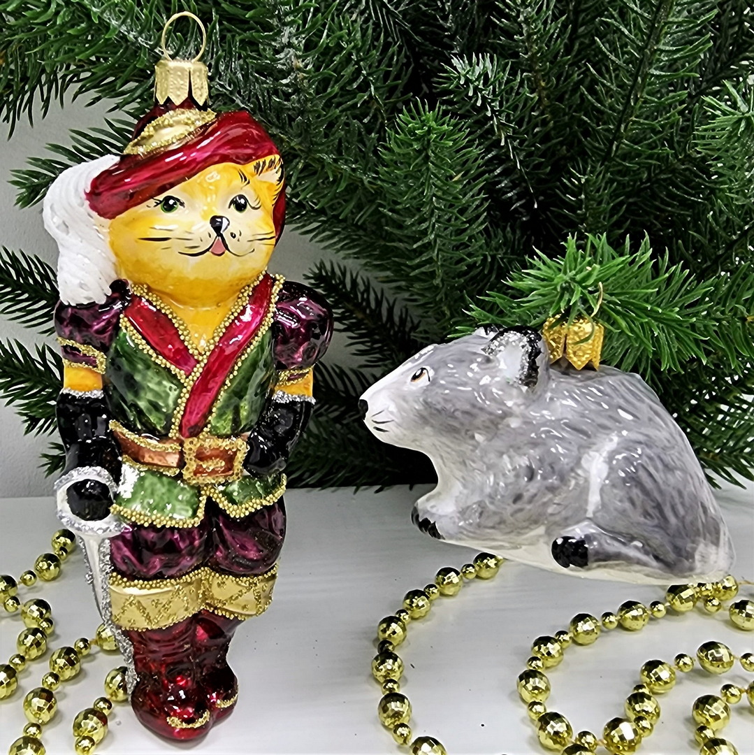 фото Набор ёлочных игрушек Кот в сапогах и мышонок