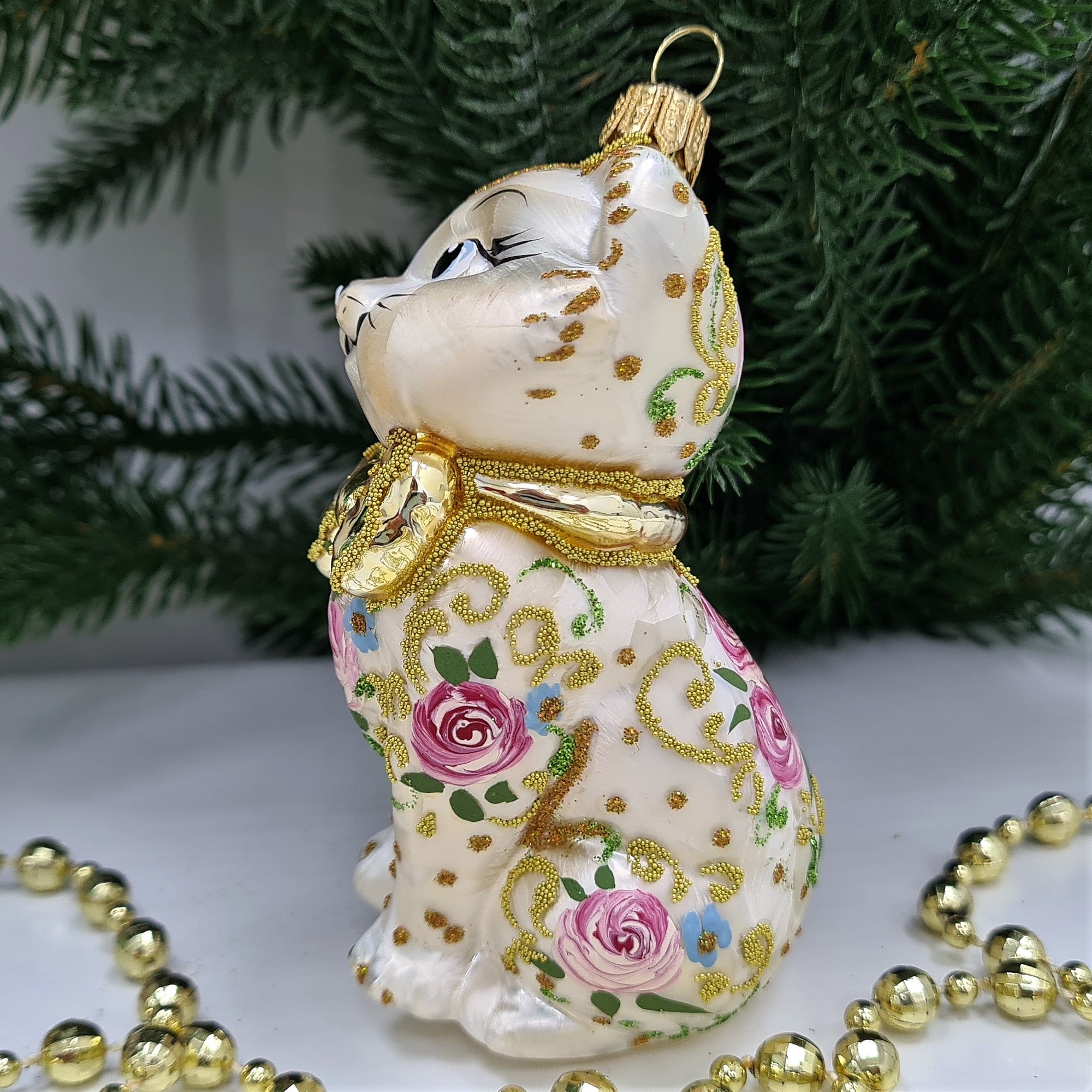 фото Стеклянная елочная игрушка Киса Мэри Версаль