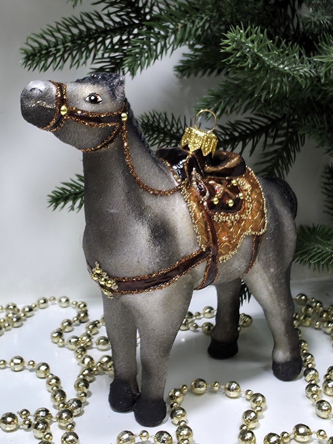 фото Стеклянная елочная игрушка Лошадь большая