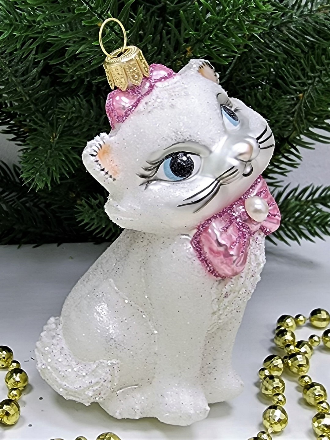 фото Стеклянная елочная игрушка Киса Мэри
