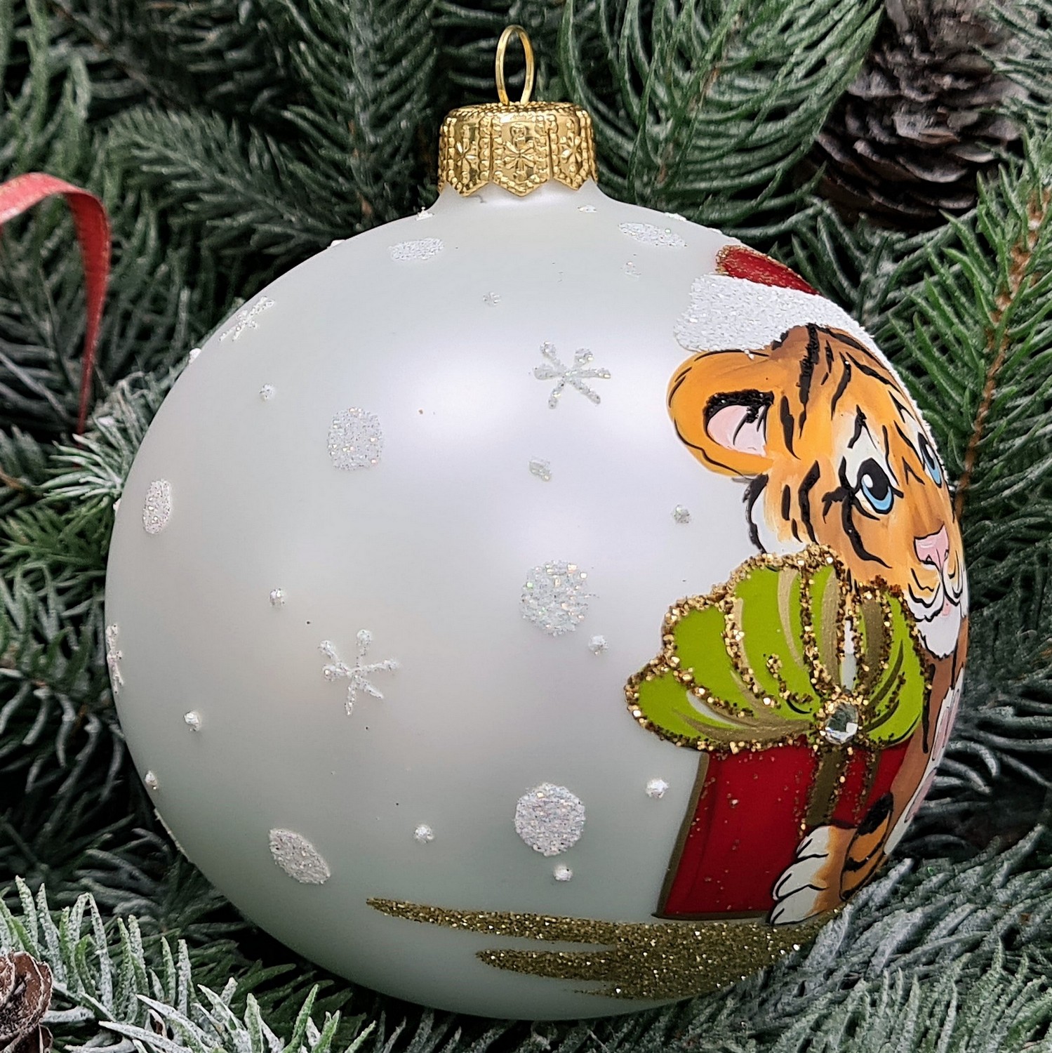 фото Стеклянный ёлочный шар Irena-Co 100 мм №61