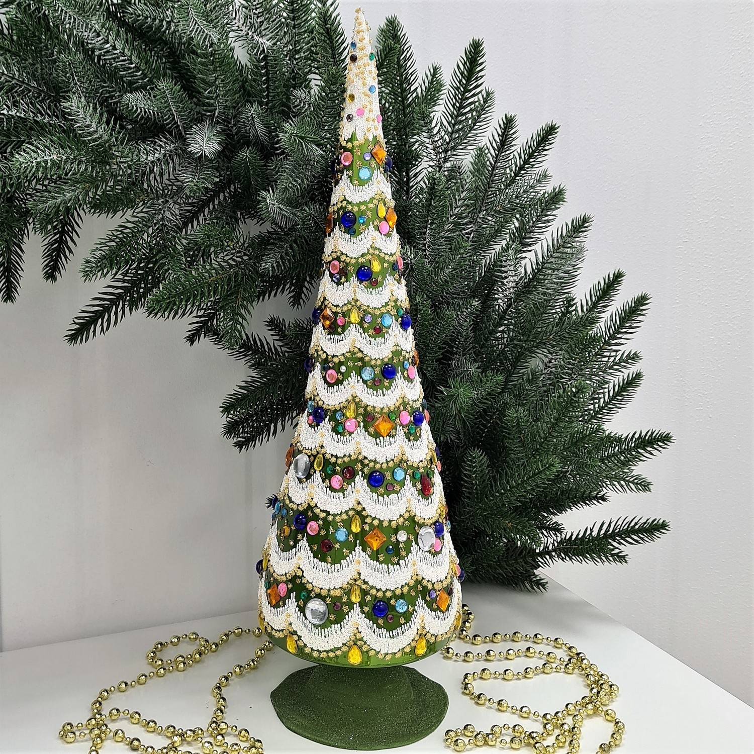 фото Стеклянная Елочка настольная