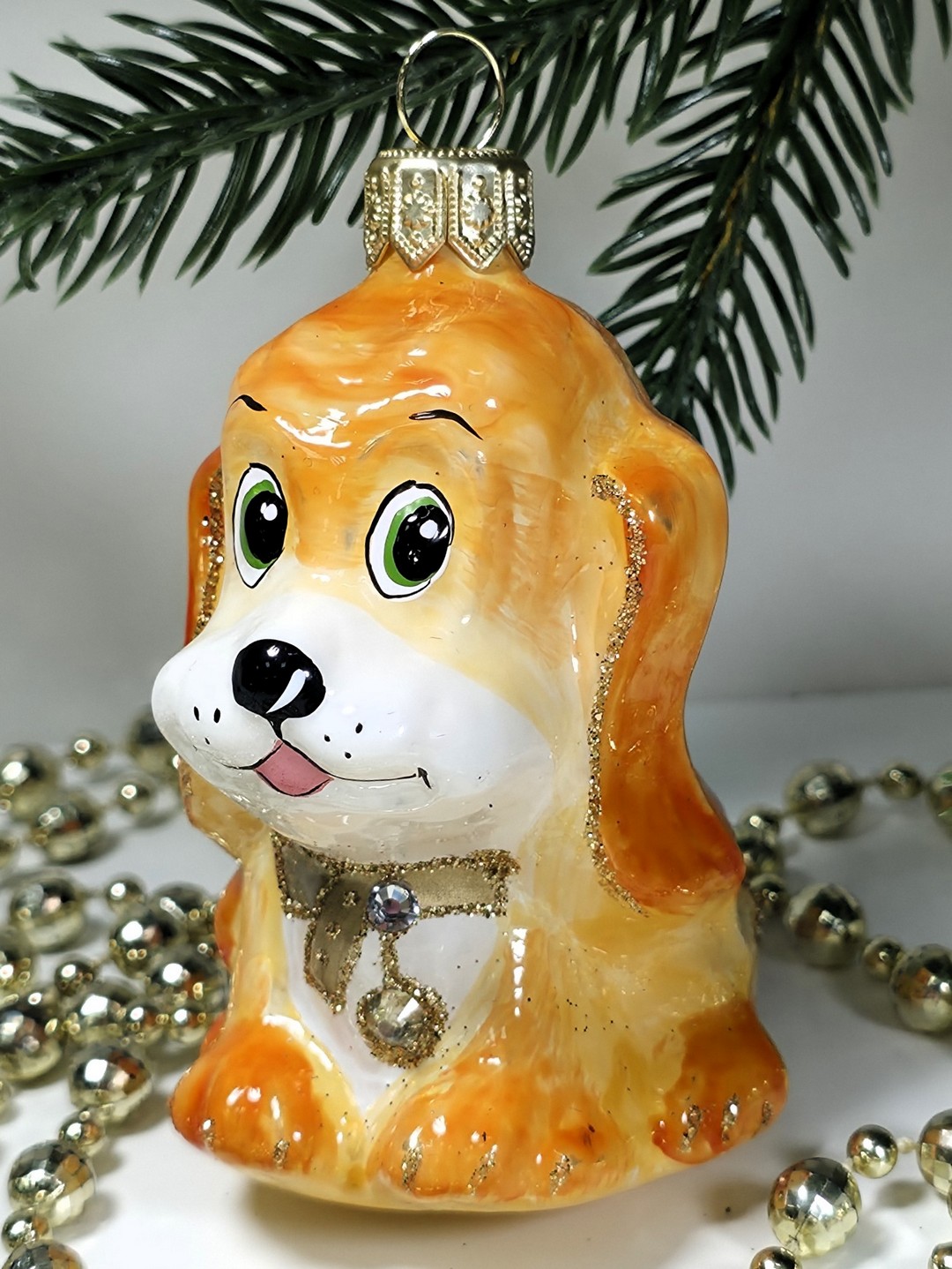 фото Стеклянная елочная игрушка Щенок