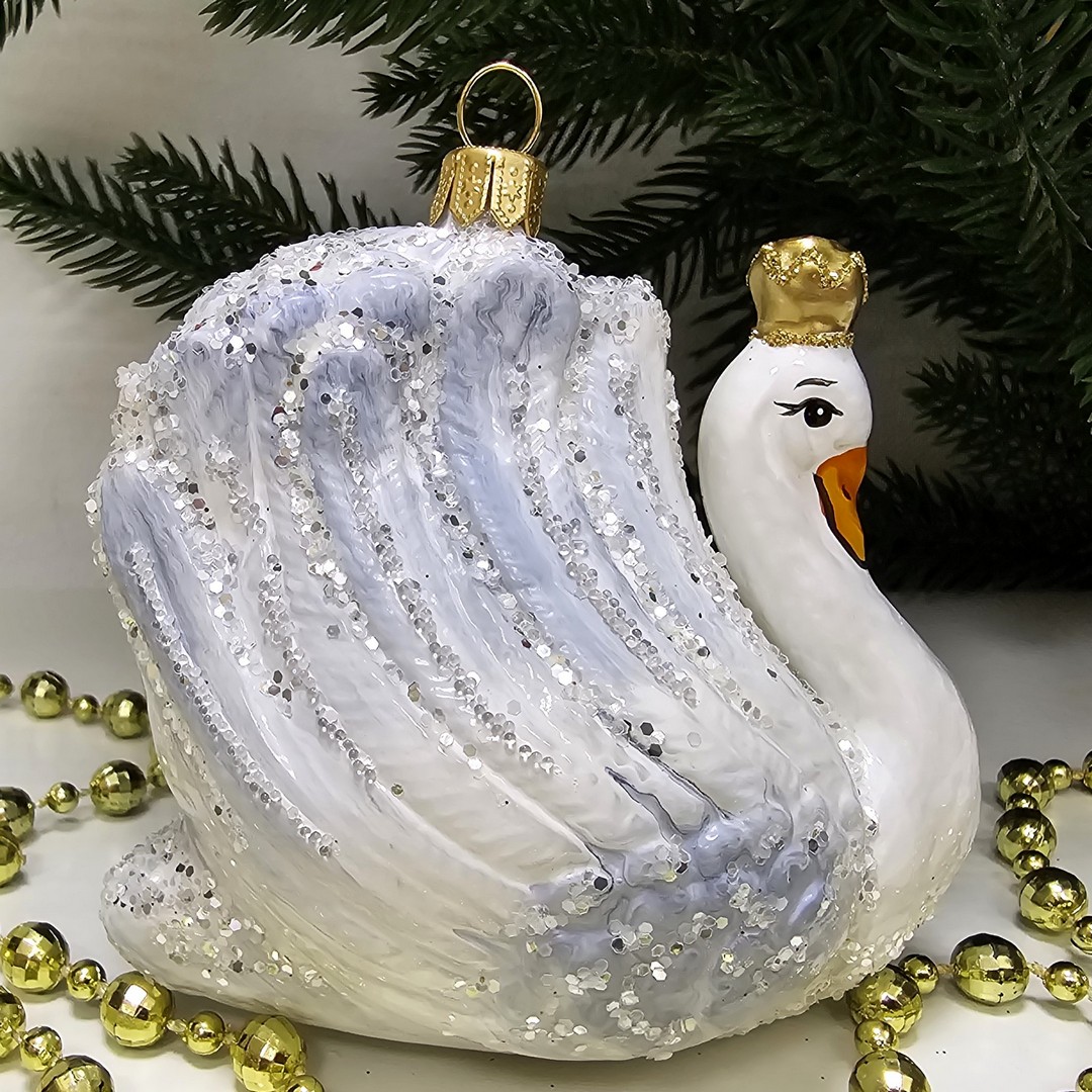 фото Стеклянная елочная игрушка Царевна лебедь винтаж
