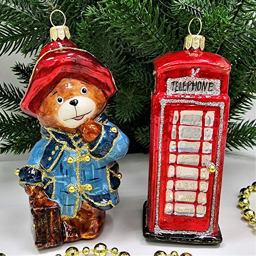 фото Набор ёлочных игрушек Мишка Паддингтон и телефонная будка