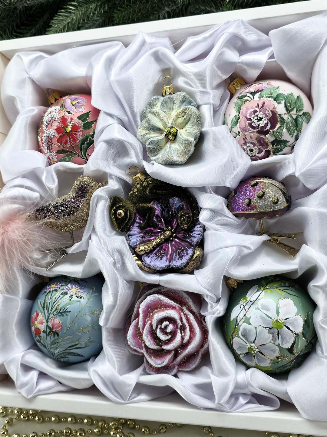 фото Набор ёлочных игрушек Цветочный