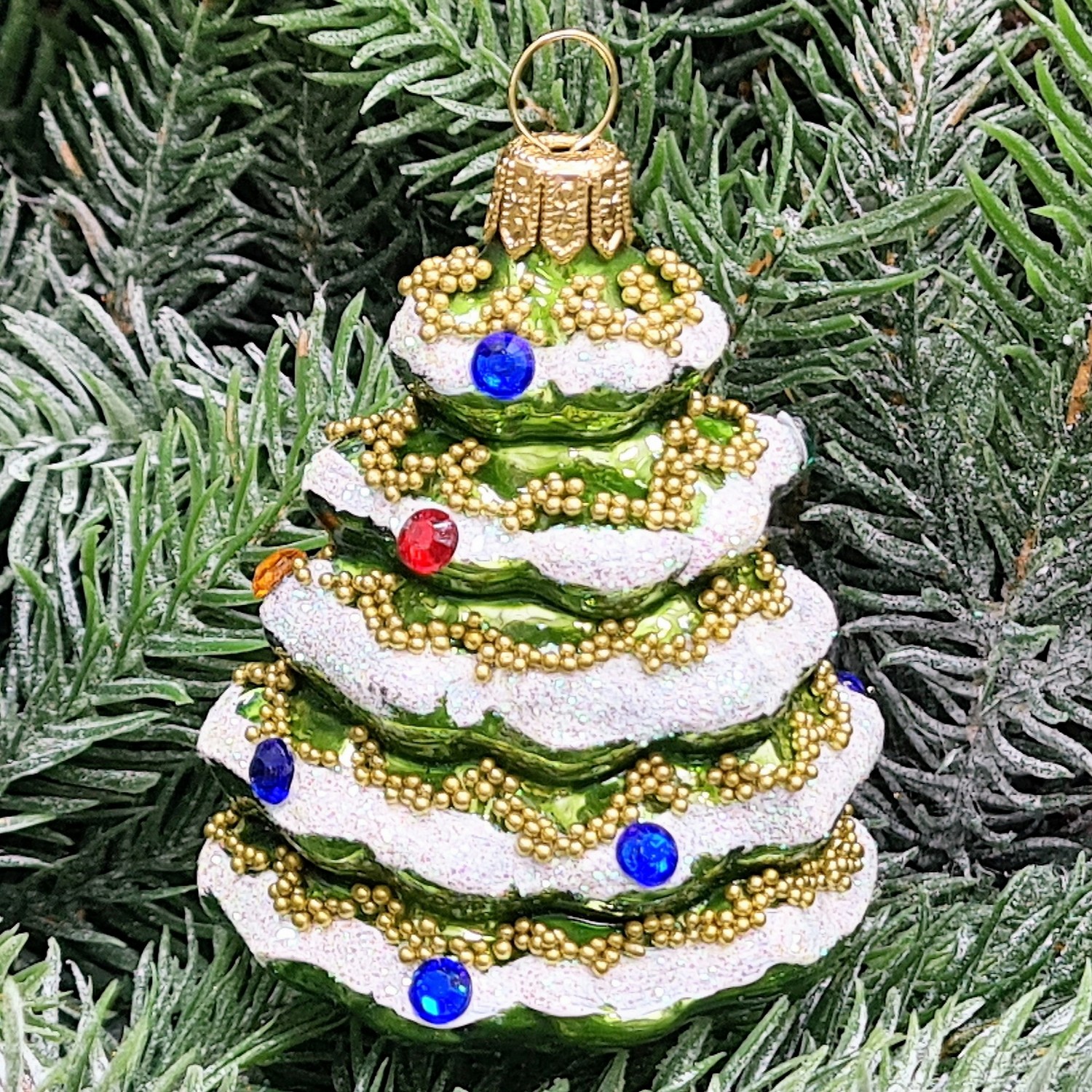 фото Стеклянная елочная игрушка Елочка мини