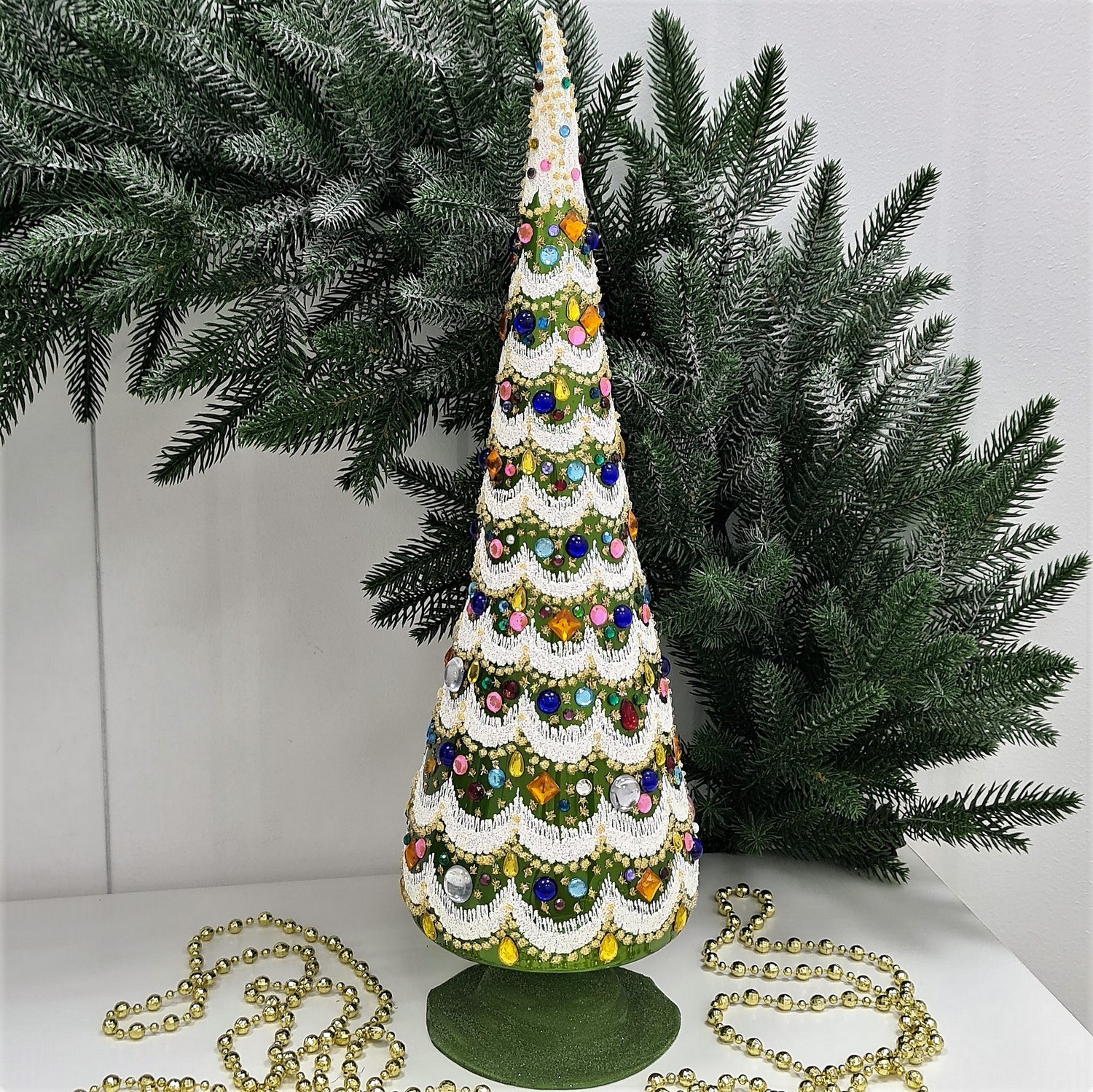 фото Стеклянная Елочка настольная