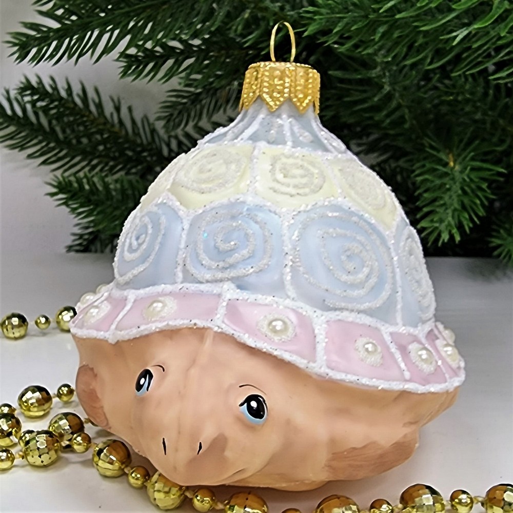 фото Стеклянная елочная игрушка Черепаха детская