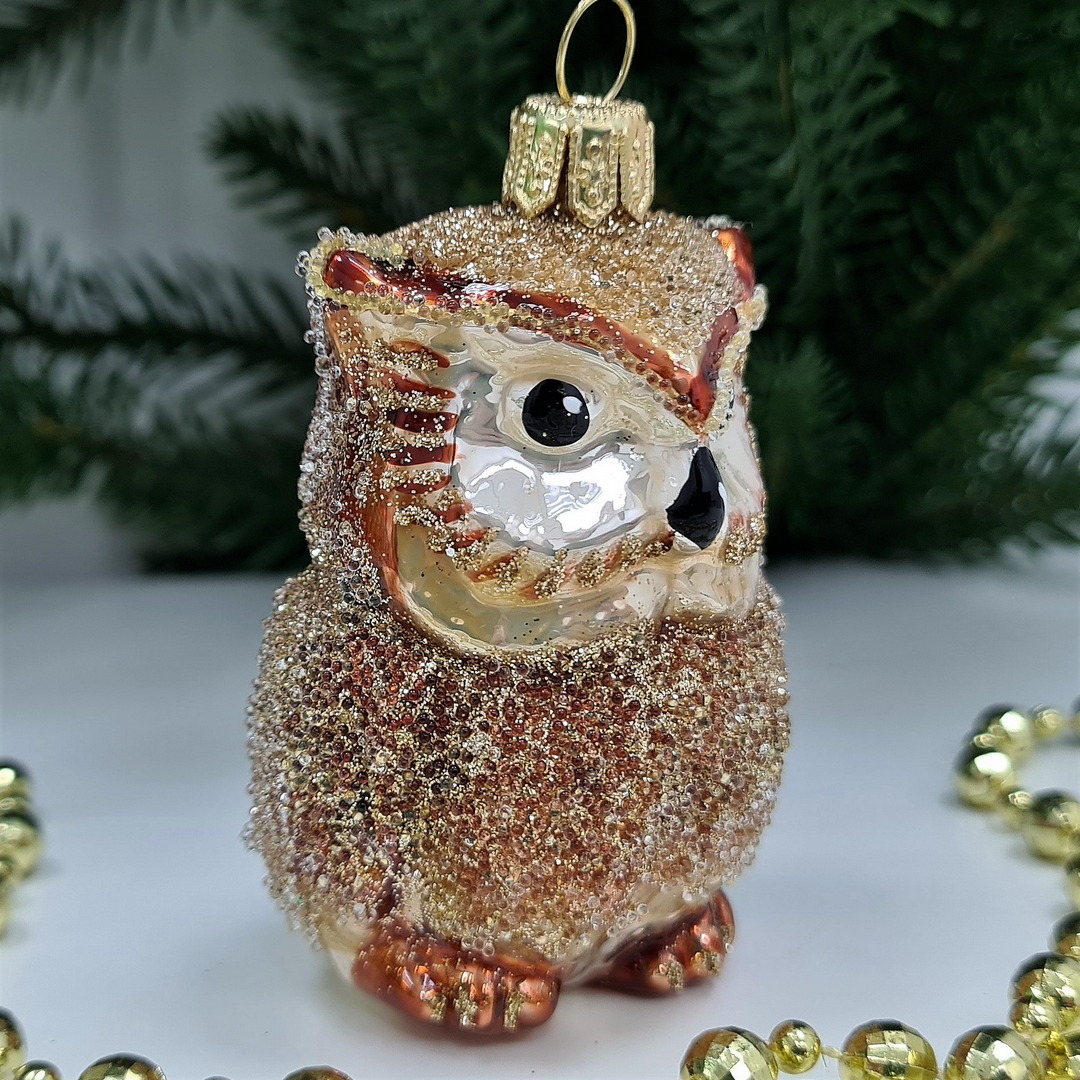 фото Стеклянная елочная игрушка Сова