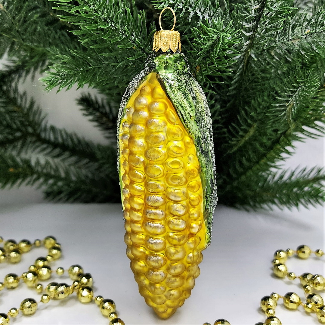 фото Стеклянная елочная игрушка Кукуруза