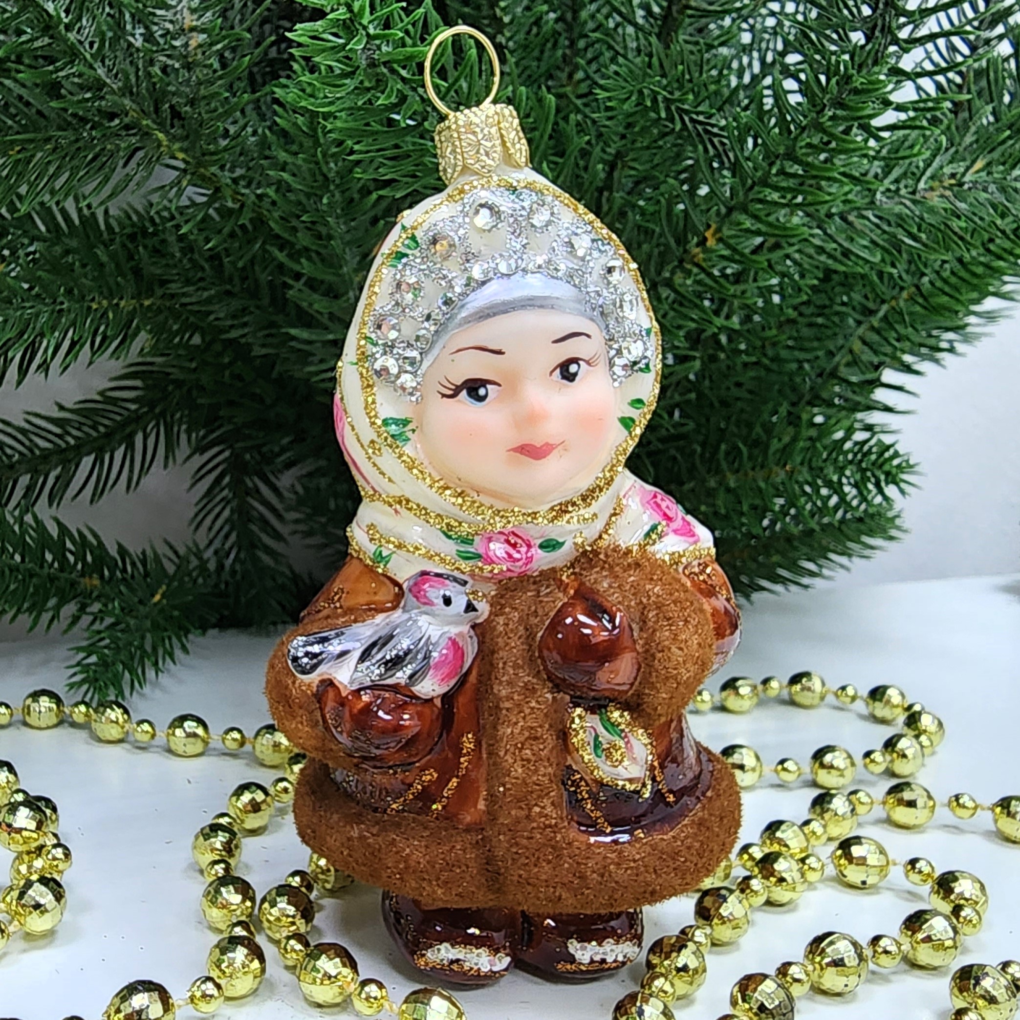 фото Стеклянная елочная игрушка Снегурочка