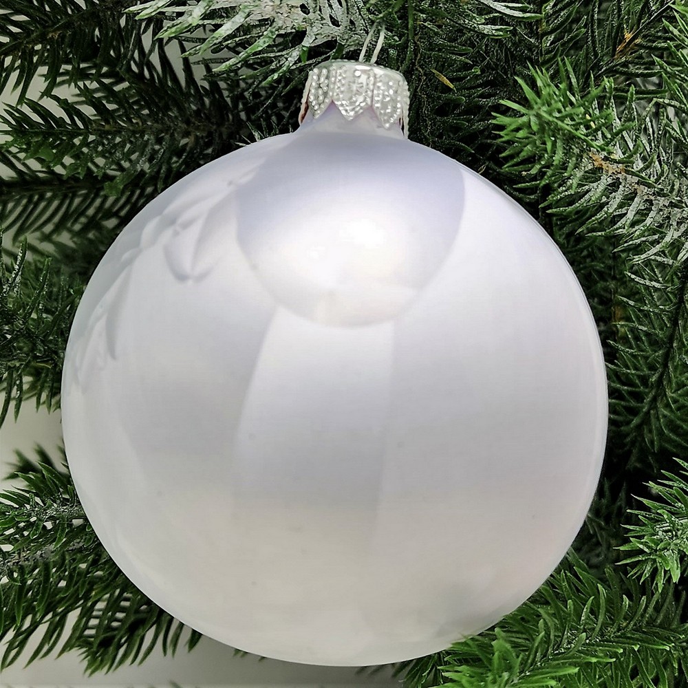 фото Стеклянный шар 80 мм Морозко жемчужный