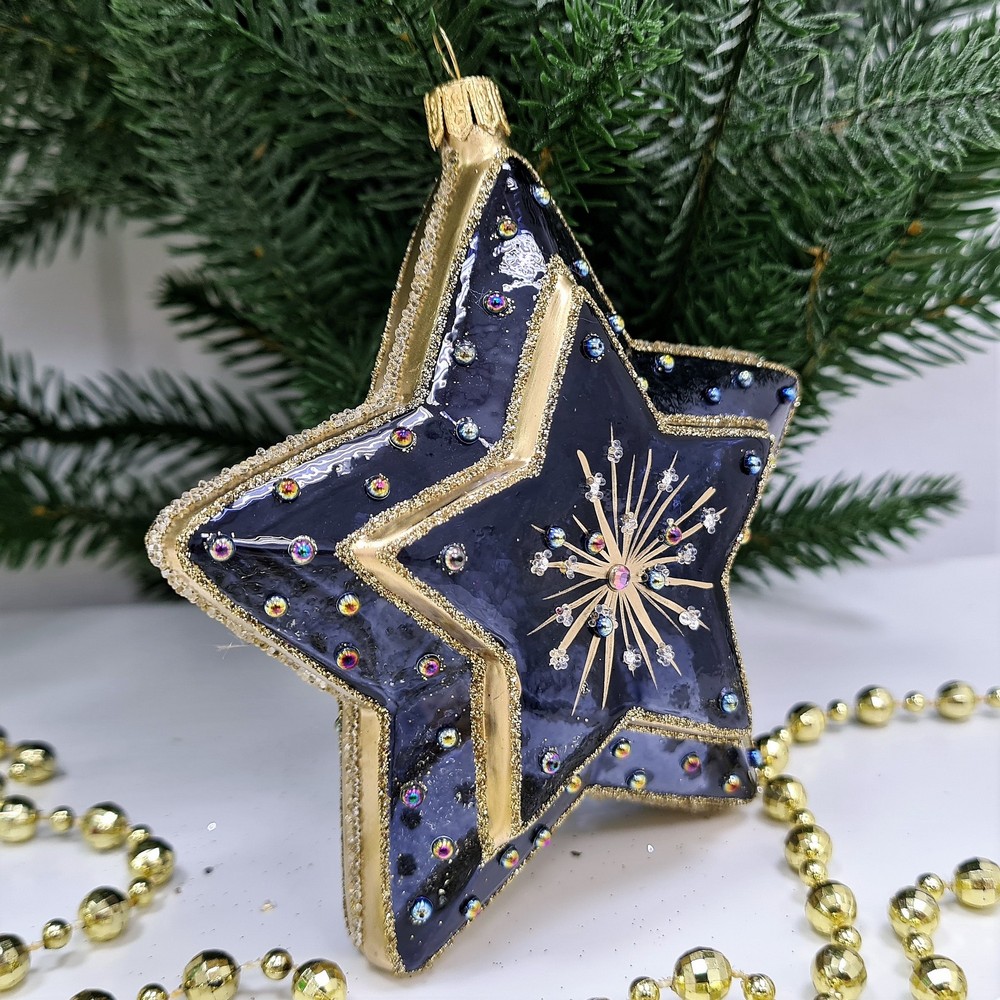 фото Стеклянная елочная игрушка Звезда-5