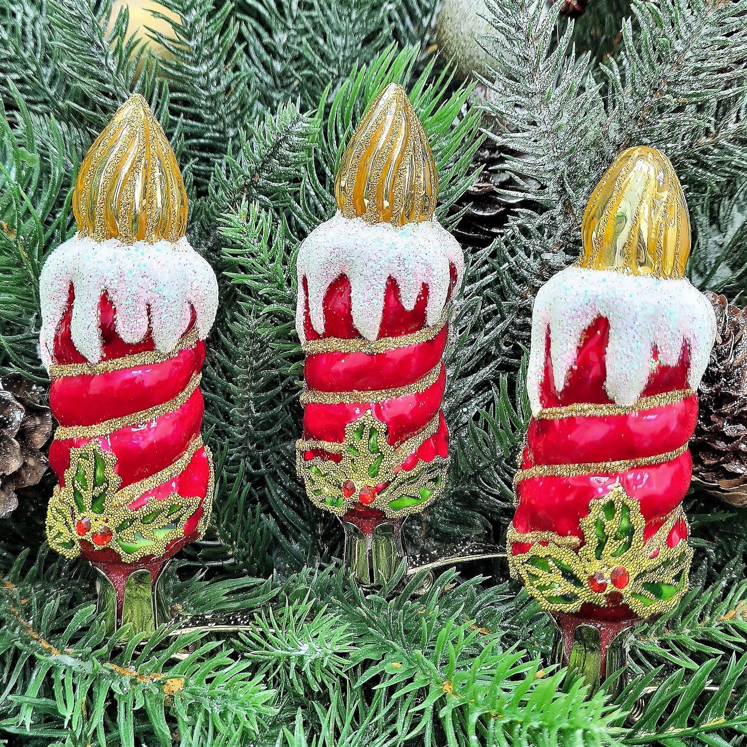 фото Набор ёлочных игрушек Свечи красные