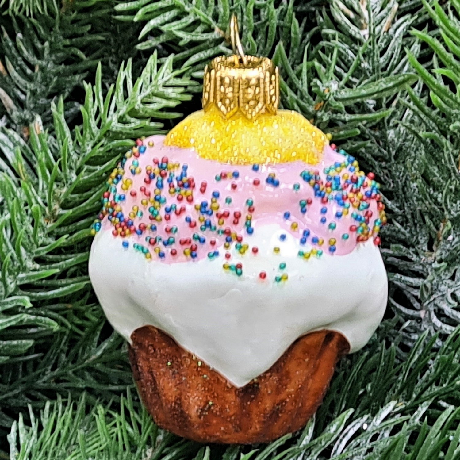 фото Стеклянная елочная игрушка Пирожное