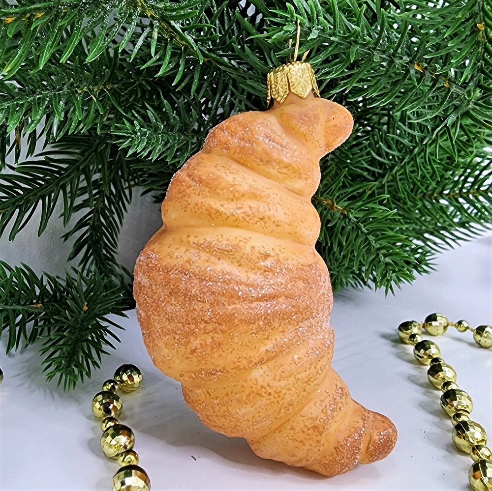 фото Стеклянная елочная игрушка Круассан