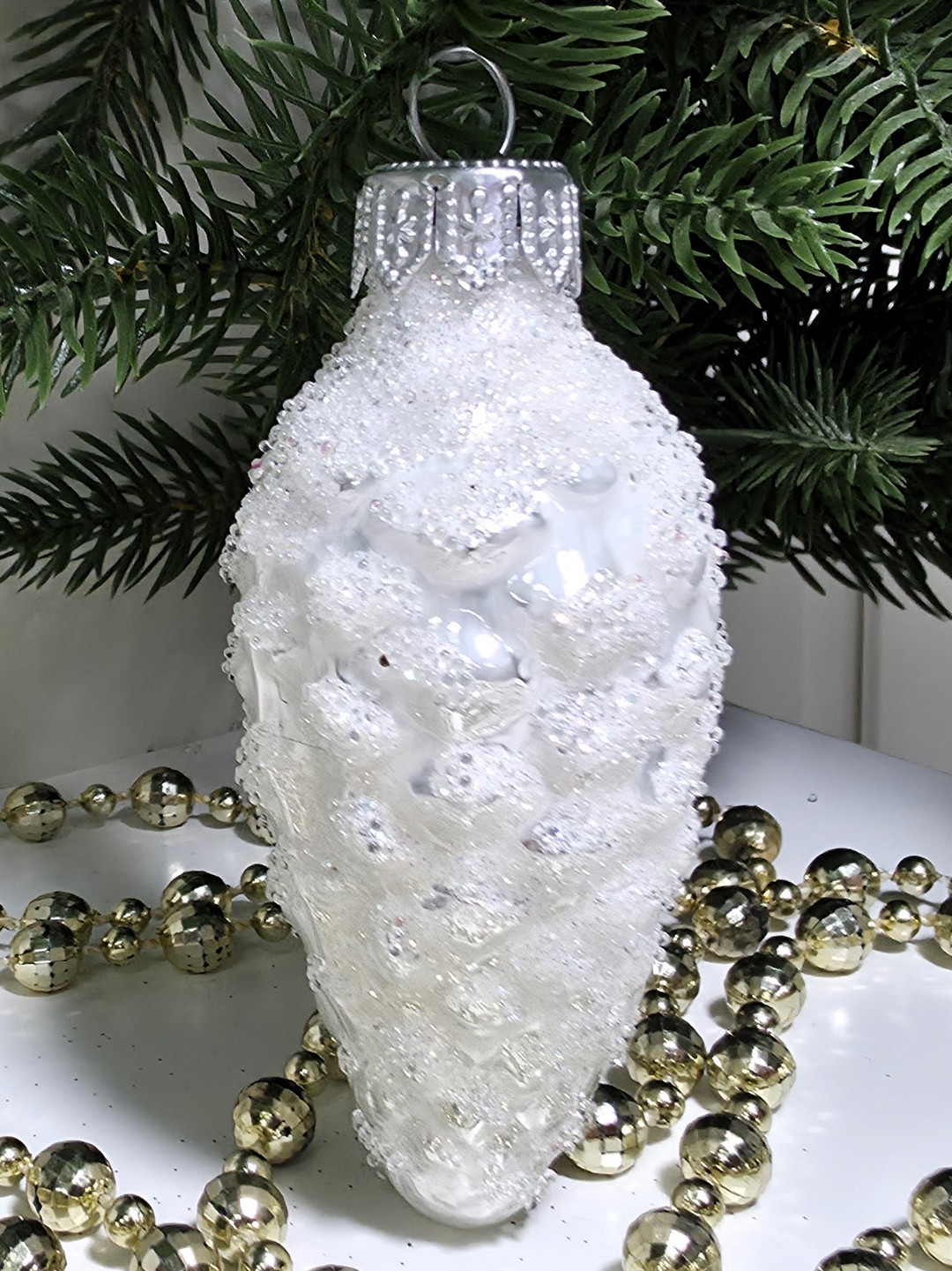 фото Стеклянная елочная игрушка Шишка