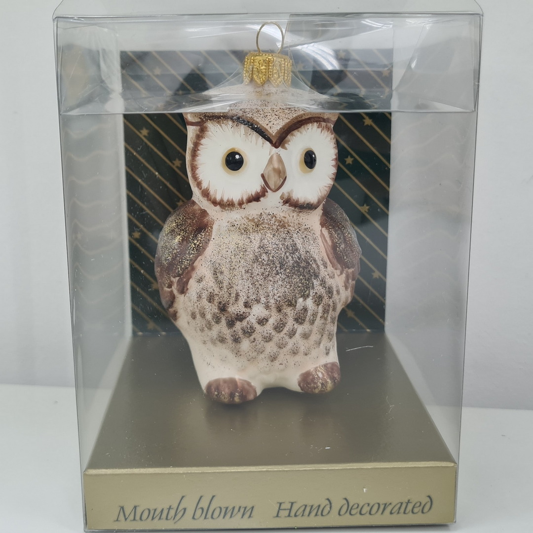 фото Стеклянная елочная игрушка Сова винтаж
