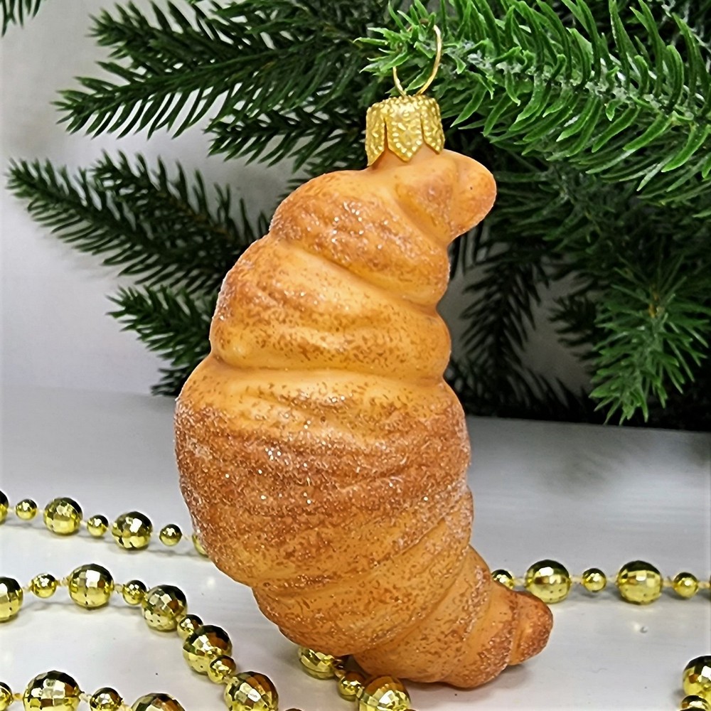 фото Стеклянная елочная игрушка Круассан