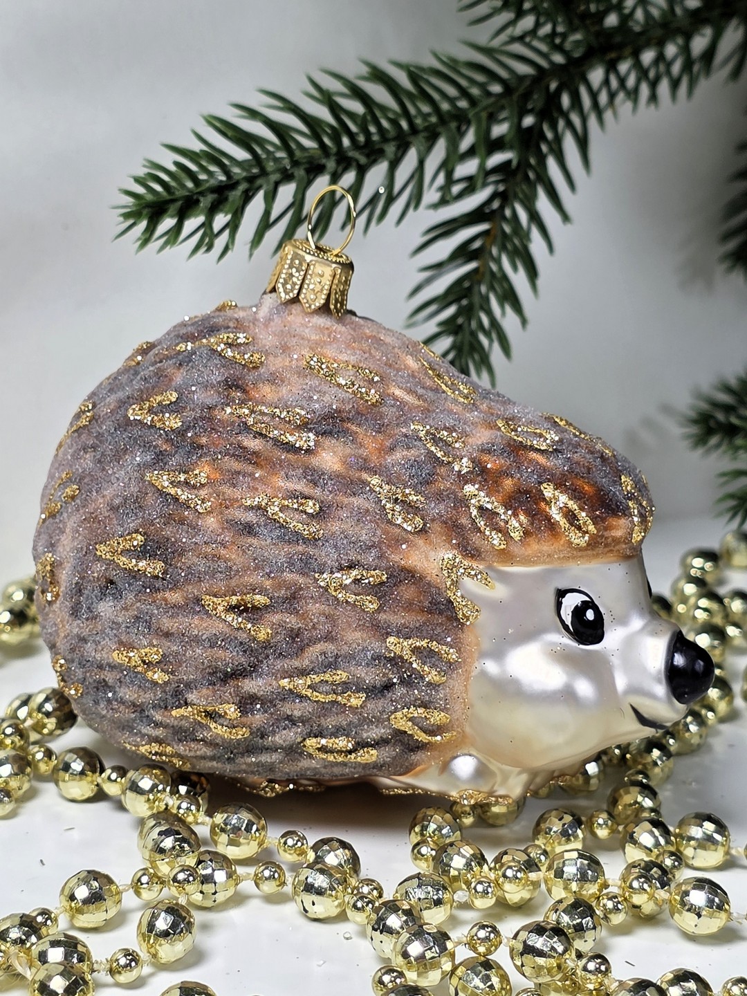 фото Стеклянная елочная игрушка Ежик лесной