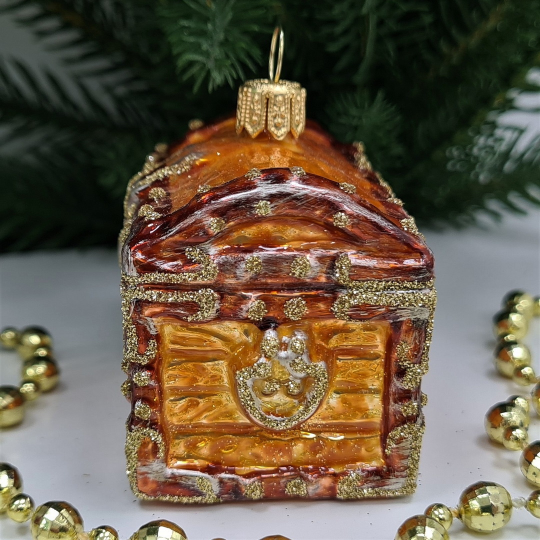 фото Стеклянная елочная игрушка Сундучок