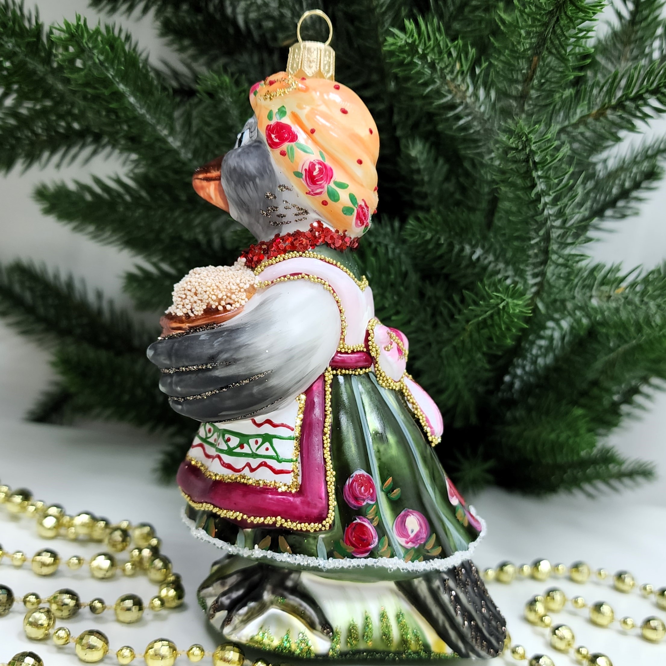 фото Стеклянная елочная игрушка Сорока