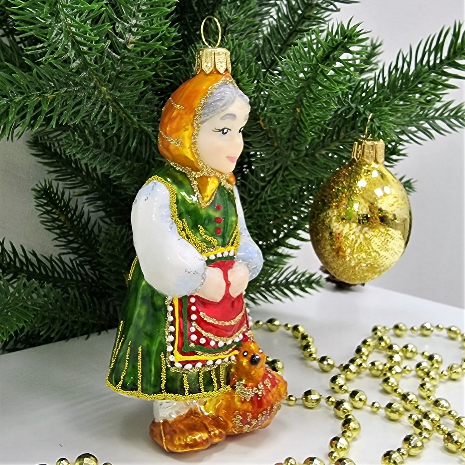 фото Набор ёлочных игрушек Бабушка с курочкой и яйцо