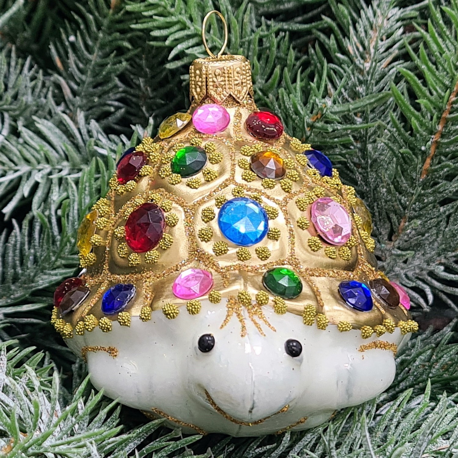 фото Стеклянная елочная игрушка Черепаха с камнями