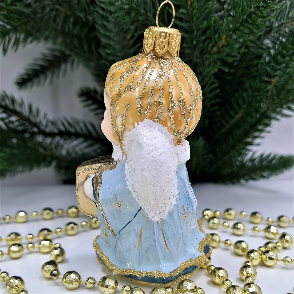 фото Стеклянная елочная игрушка Ангелочек с книгой