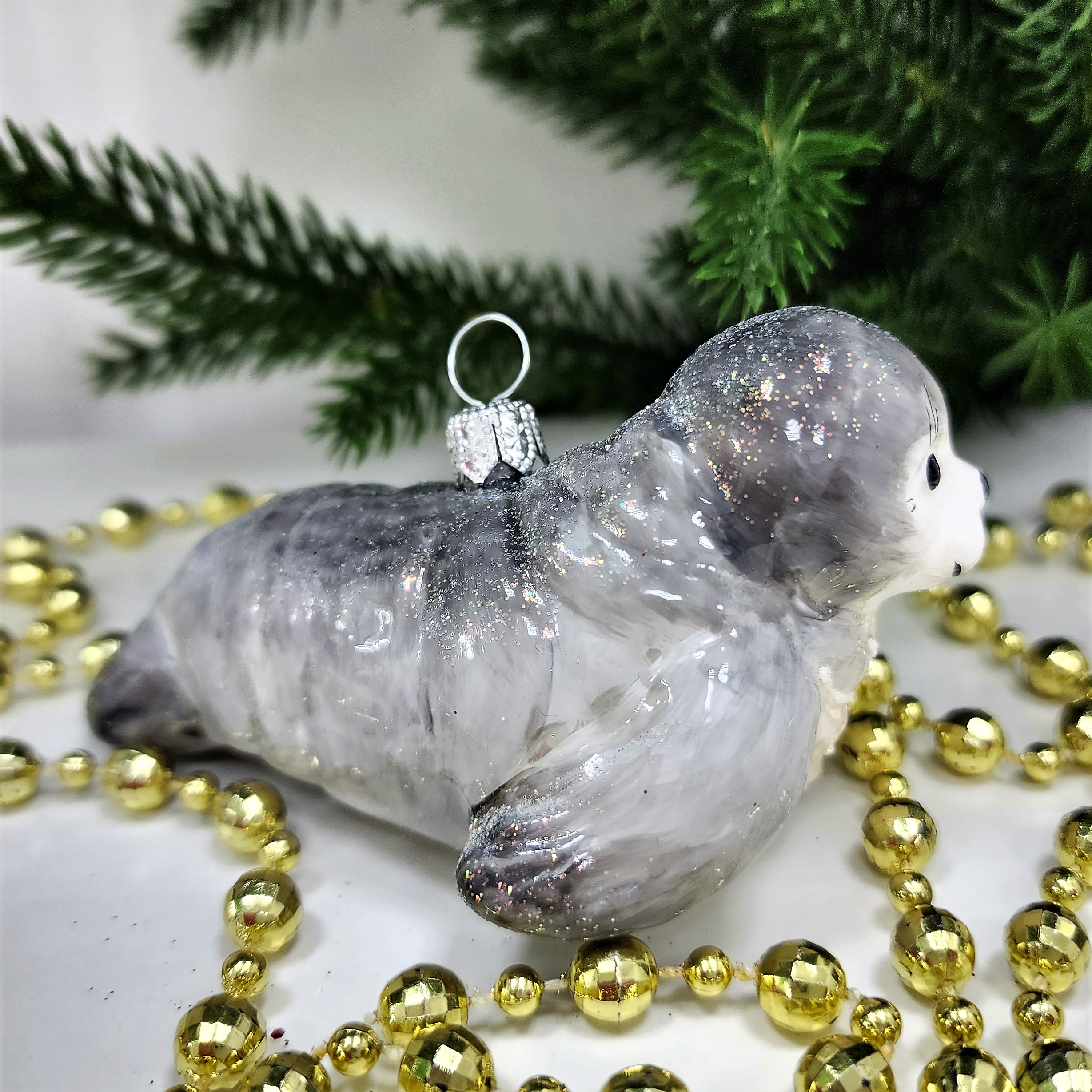 фото Стеклянная елочная игрушка Тюлень полярный