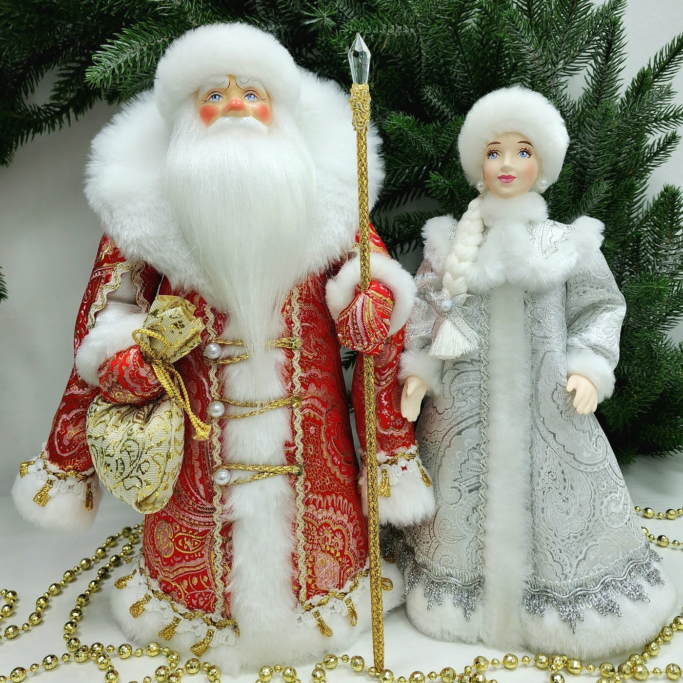 фото Набор Дед Мороз 34 см и Снегурочка 29 см №121