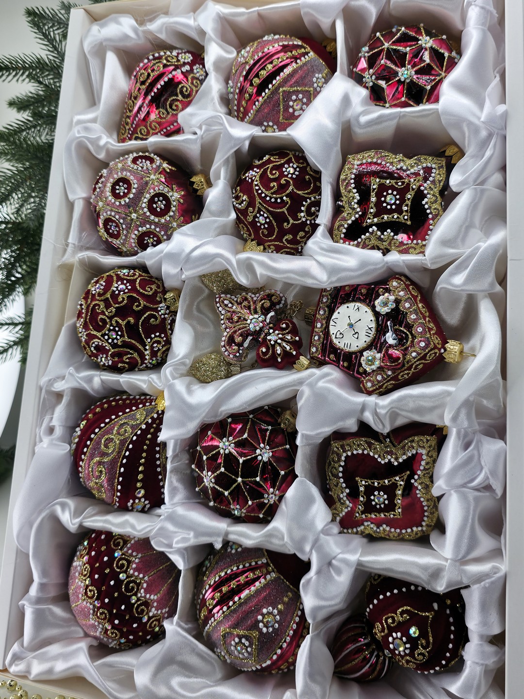 фото Набор ёлочных игрушек Бордо бархат