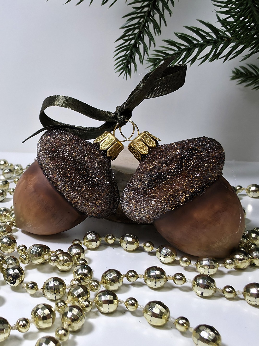 фото Набор ёлочных игрушек Два желудя винтаж