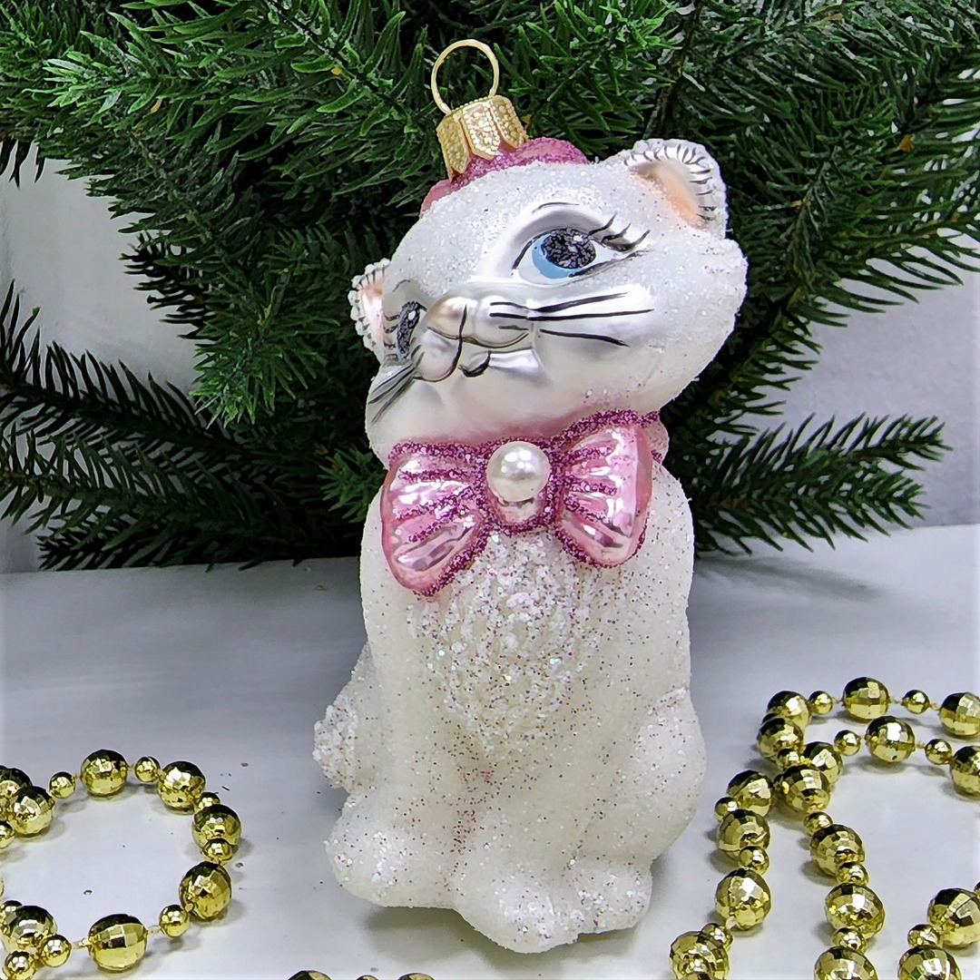 фото Стеклянная елочная игрушка Киса Мэри