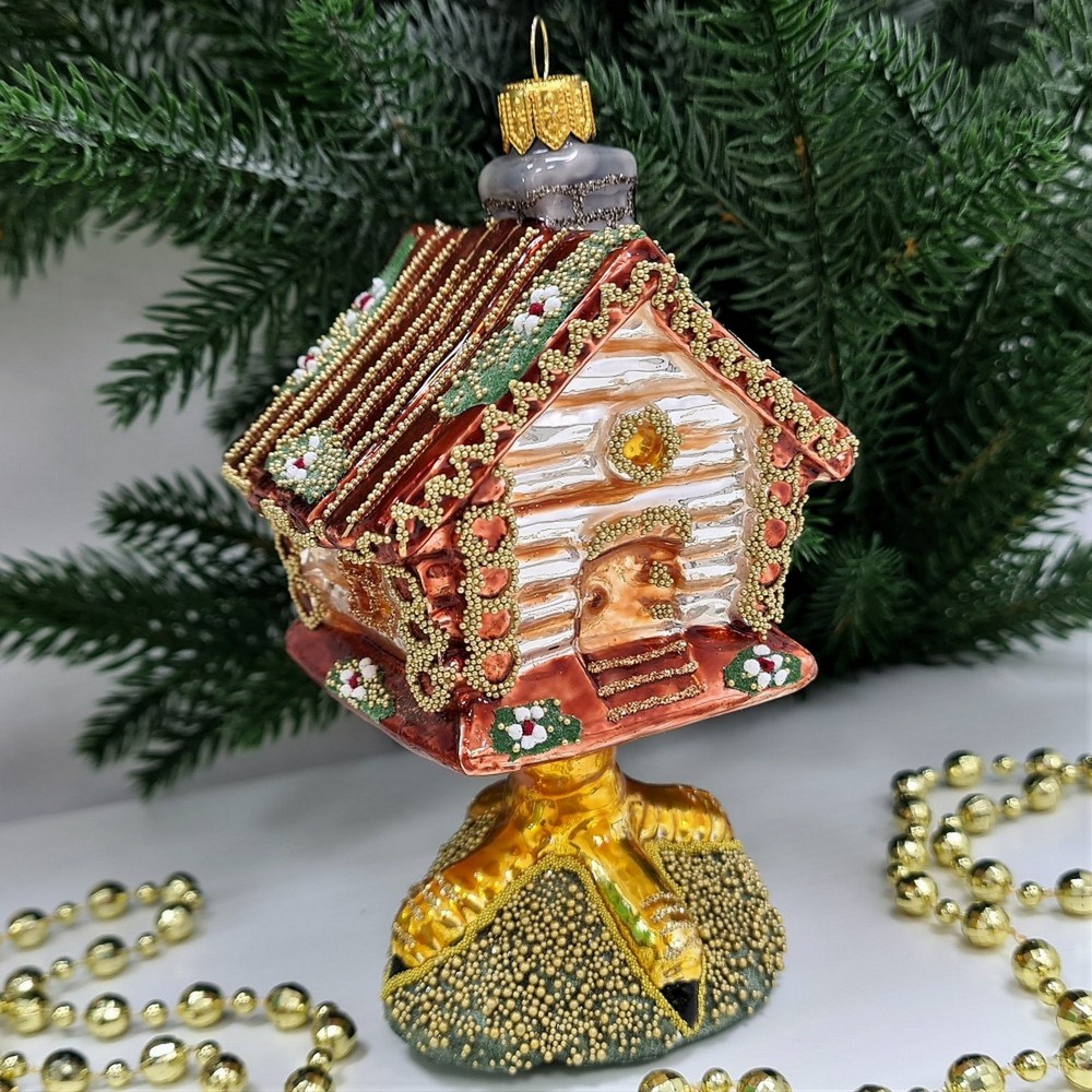 фото Стеклянная елочная игрушка Избушка на курьих ножках